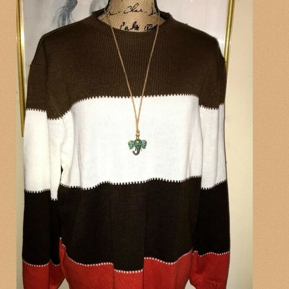 MISS LOOK BOLD COLORBLOCK SWEATER~FALL COLORS~XL - Picture 1 of 5